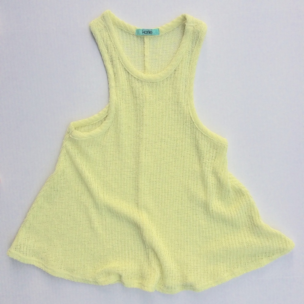 Karlie Boho Knit Racerback Tank Top Size S Butter Yellow